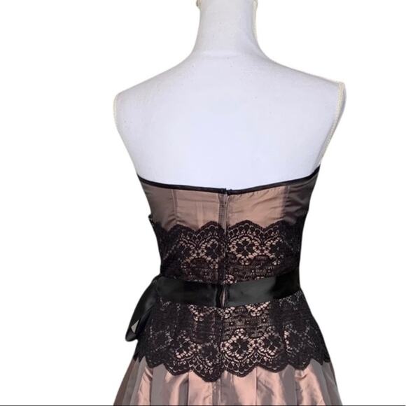 Jessica McClintock Gunne Sax strapless cocktail mini dress tulle satin lace 7 2 - Picture 2 of 12